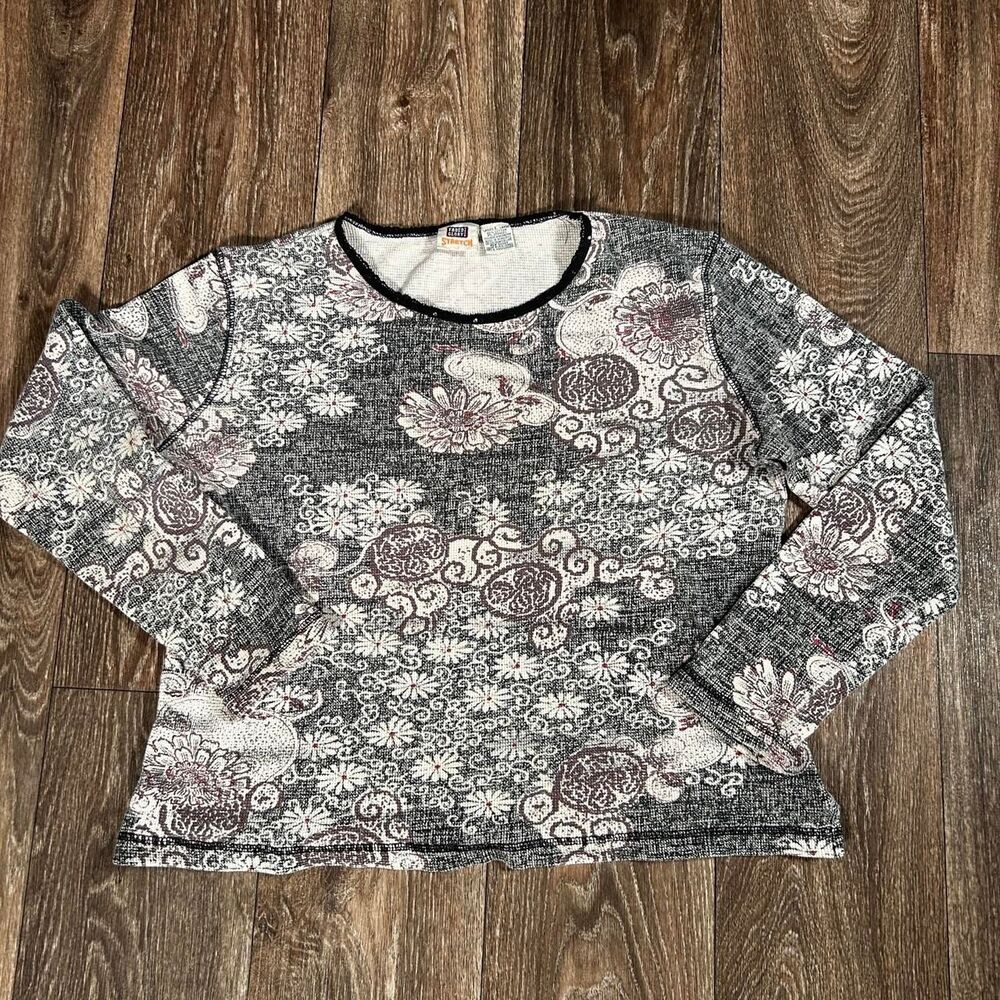 Faded Glory Vintage Floral Paisley Long Sleeve Top  y2k boho